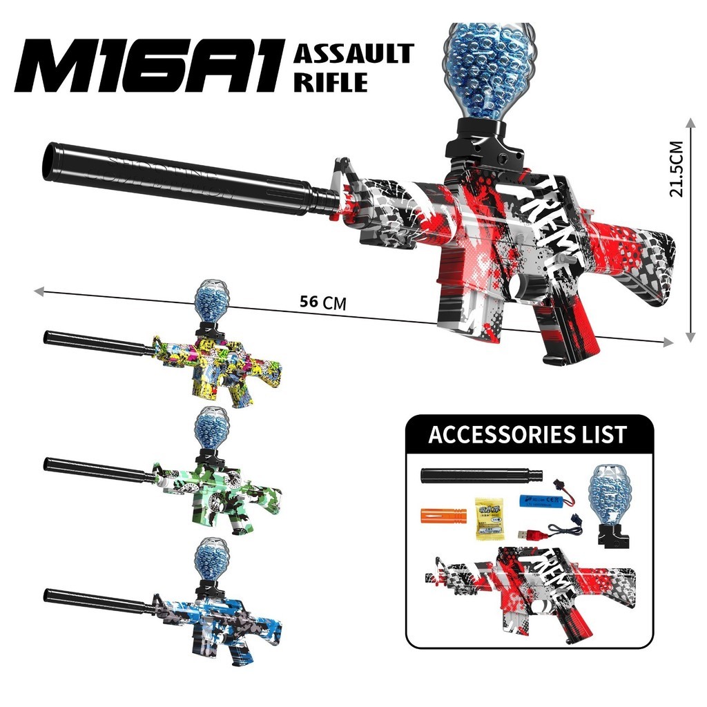 REMENSHOP Mainan Anak WH11(1-4) M16A1 ELECTRIC HIGH SPEED XTS-3036 Mainan Tembakan Bubble Gel Keren 