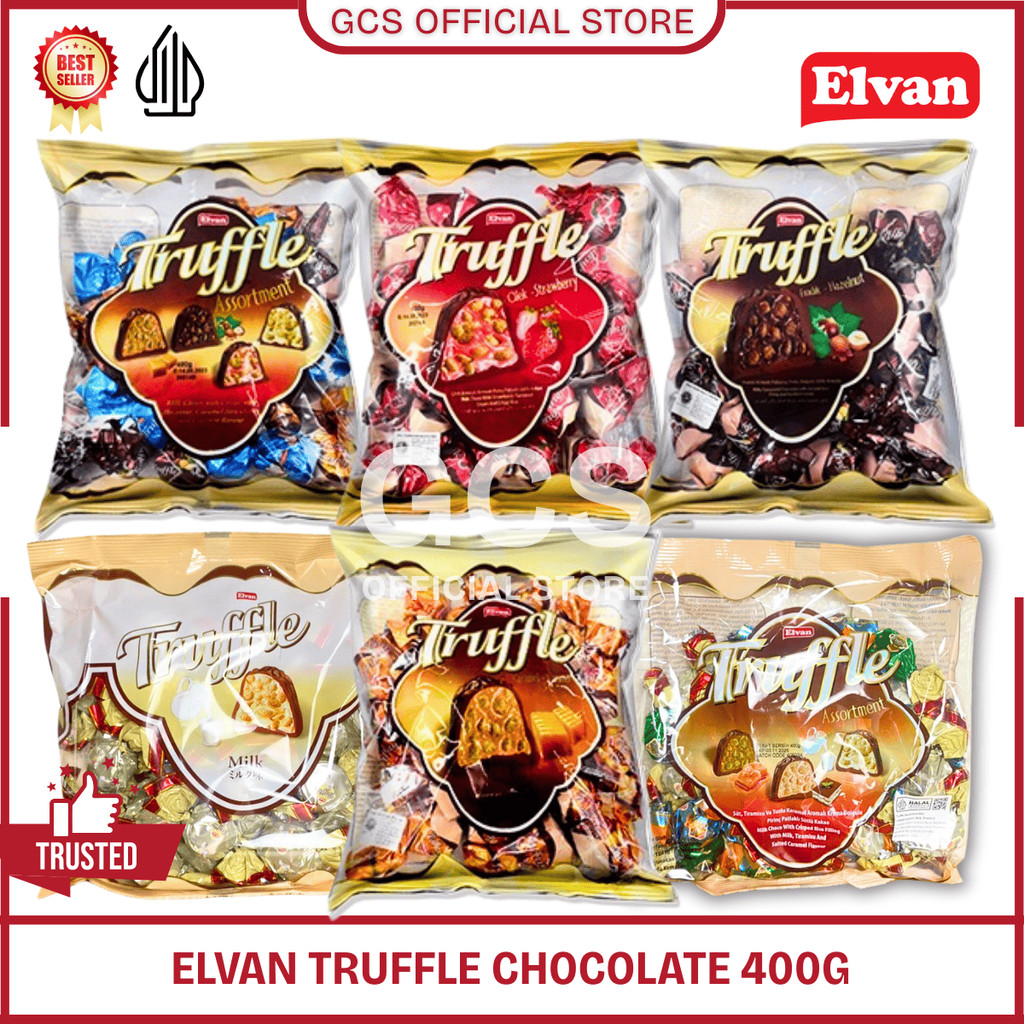 

Elvan Truffle Chocolate Coklat Arab Turki Assortment Caramel Hazelnut Coconut Strawberry 400gr