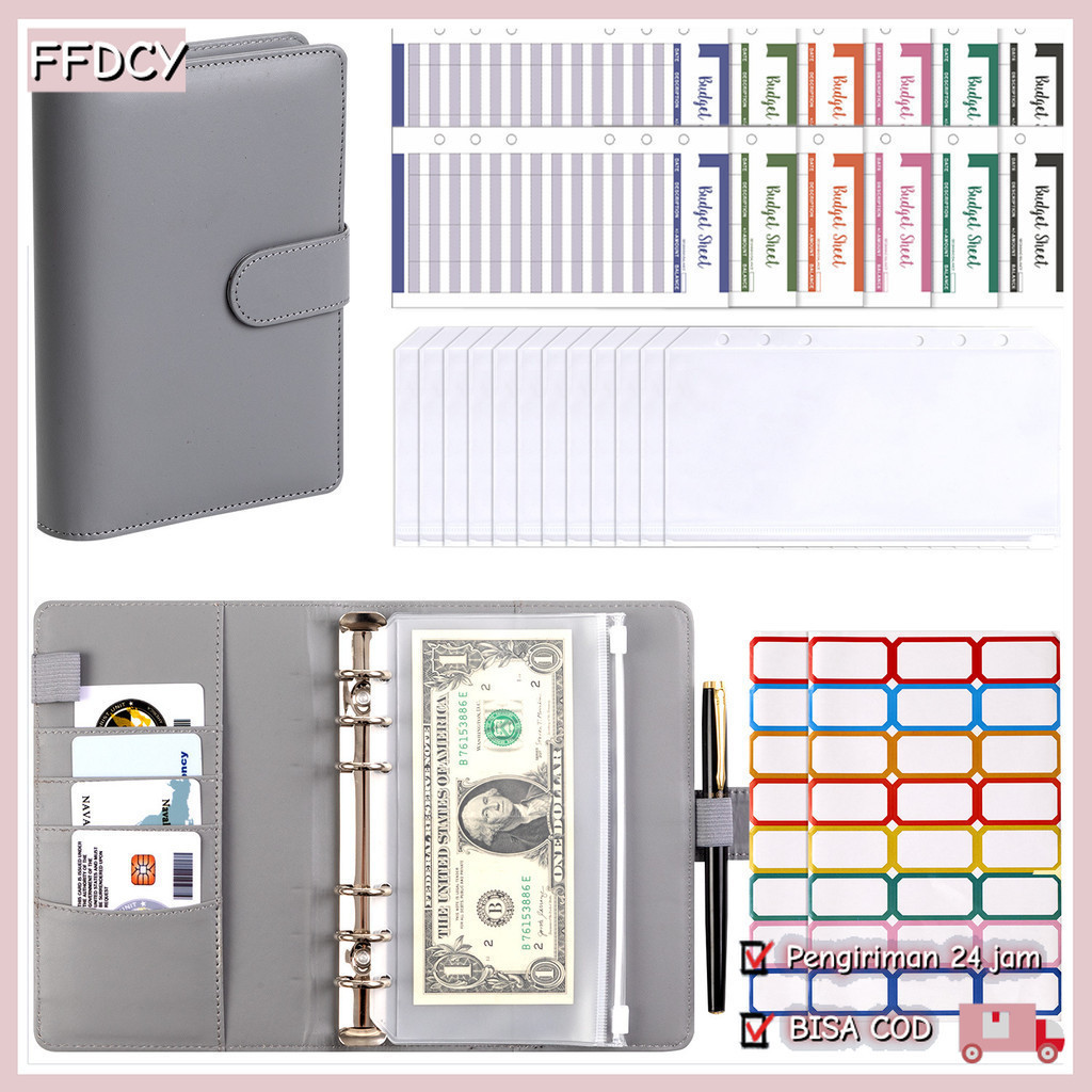 

New 【Ready】A6 daun longgar macaroon PU buku catatan kulit buku catatan keuangan keuangan keluarga buku tabungan uang saku zipPremium