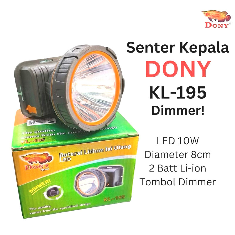 DONY Senter Kepala Tipe KL 195 Headlamp DIMMER On Off Cahaya Terang Putih Kuning 10w 10 Watt