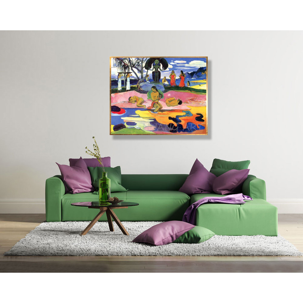 

People in the Lake Landscape Oil Painting for Room Decor Hand-painted Imitation Paul Gauguin Oil Painting on Canvas Gods Day