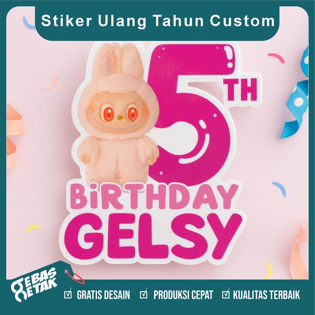 

Cetak Stiker Ulang Tahun Custom Karakter Lucu Cutting Bentuk Untuk Kue Souvenir