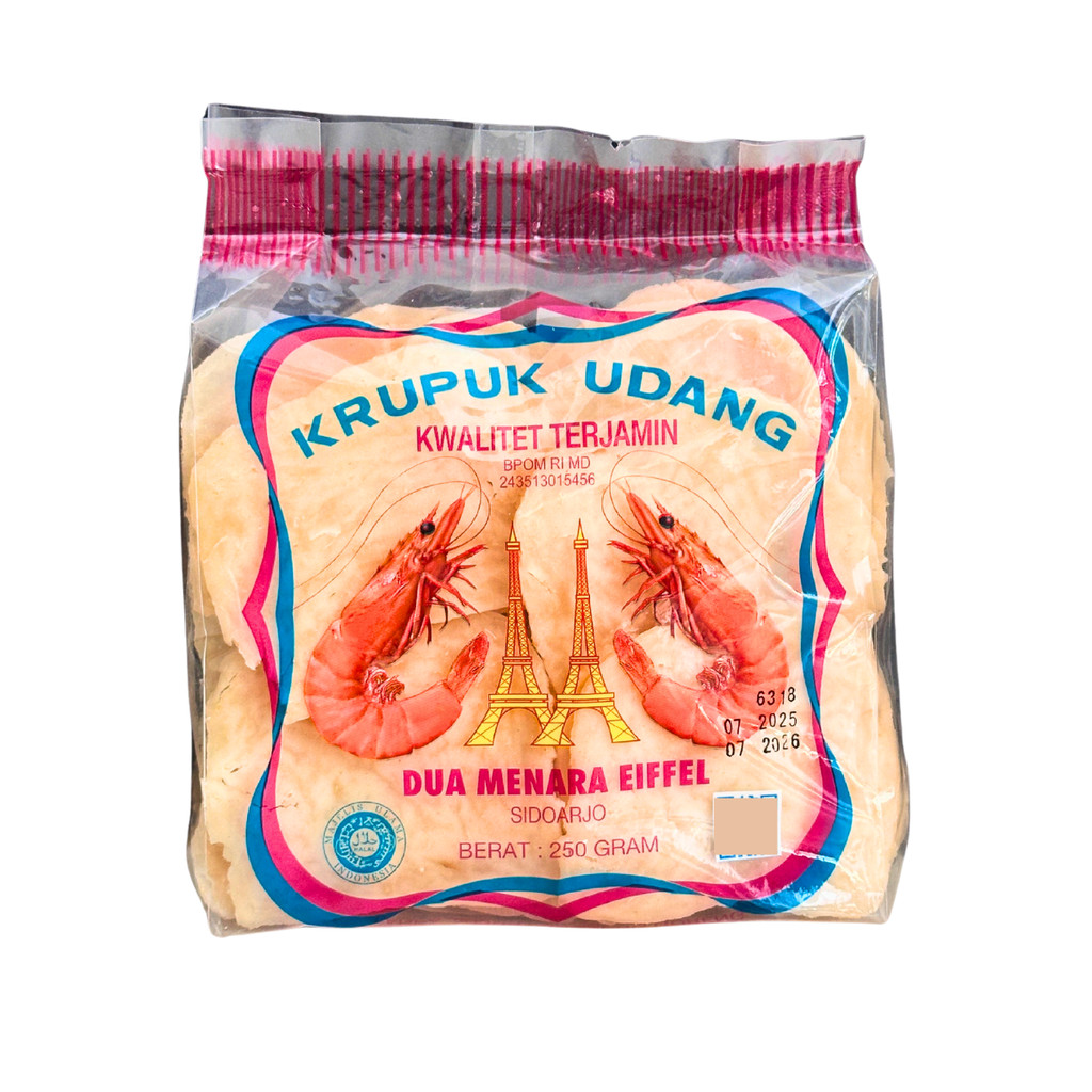 

Krupuk Udang DUA MENARA EIFFEL Kerupuk Udang Super Ukuran Sedang 5x6cm 250g Krupuk Udang Mentah