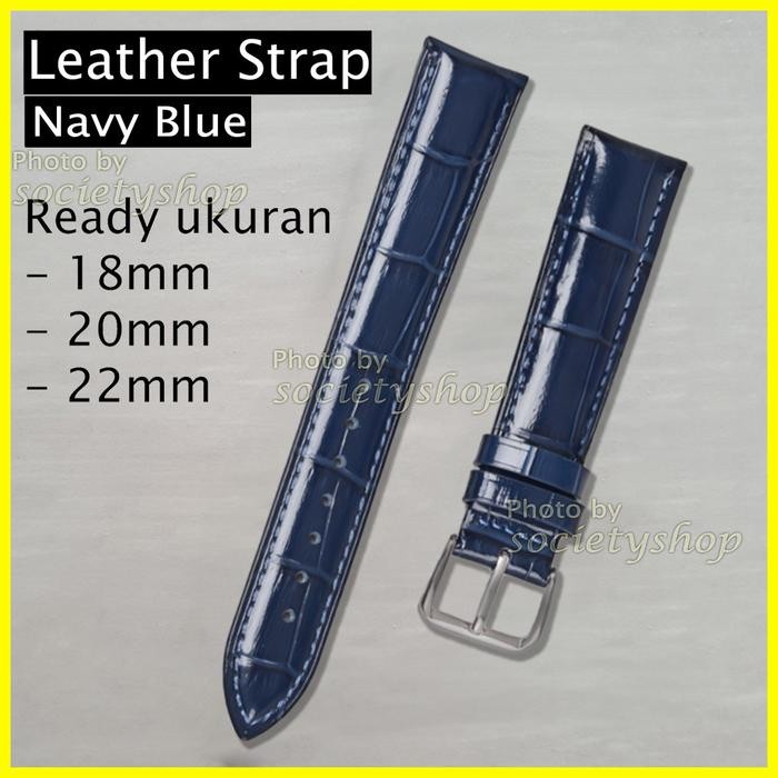 [Akssesoris Watch] Leather Blue Biru Kulit Tali Jam Strap Watch 18 20mm 22mm DW timex - 18mm