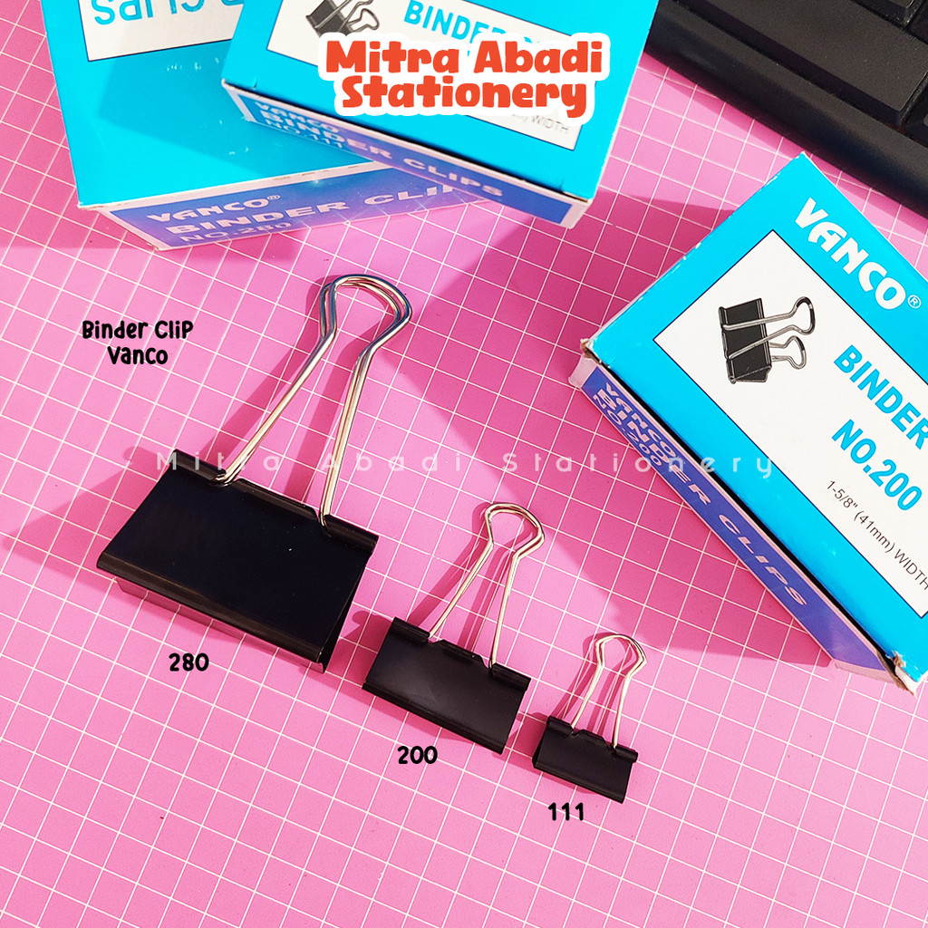 

(1 PACK) BINDER CLIP VANCO / 111 200 280 PENJEPIT KERTAS PAPER KLIP BESI STATIONERY MURAH LENGKAP