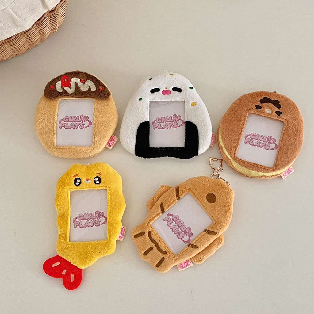 

MINKYS Kawaii Food Series Fluffy 3 inch Kpop Photocard Holder Photo Card Holder Bag Pendant School Stationery