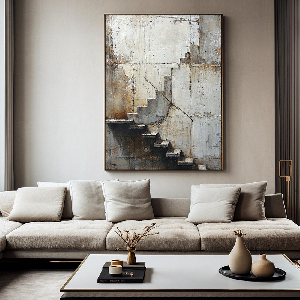 

Neutral Canvas Wall Art Gray Beige Abstract Painting Brown Abstract Painting Wabi Sabi Wall Arts Brown Minimalist Painting