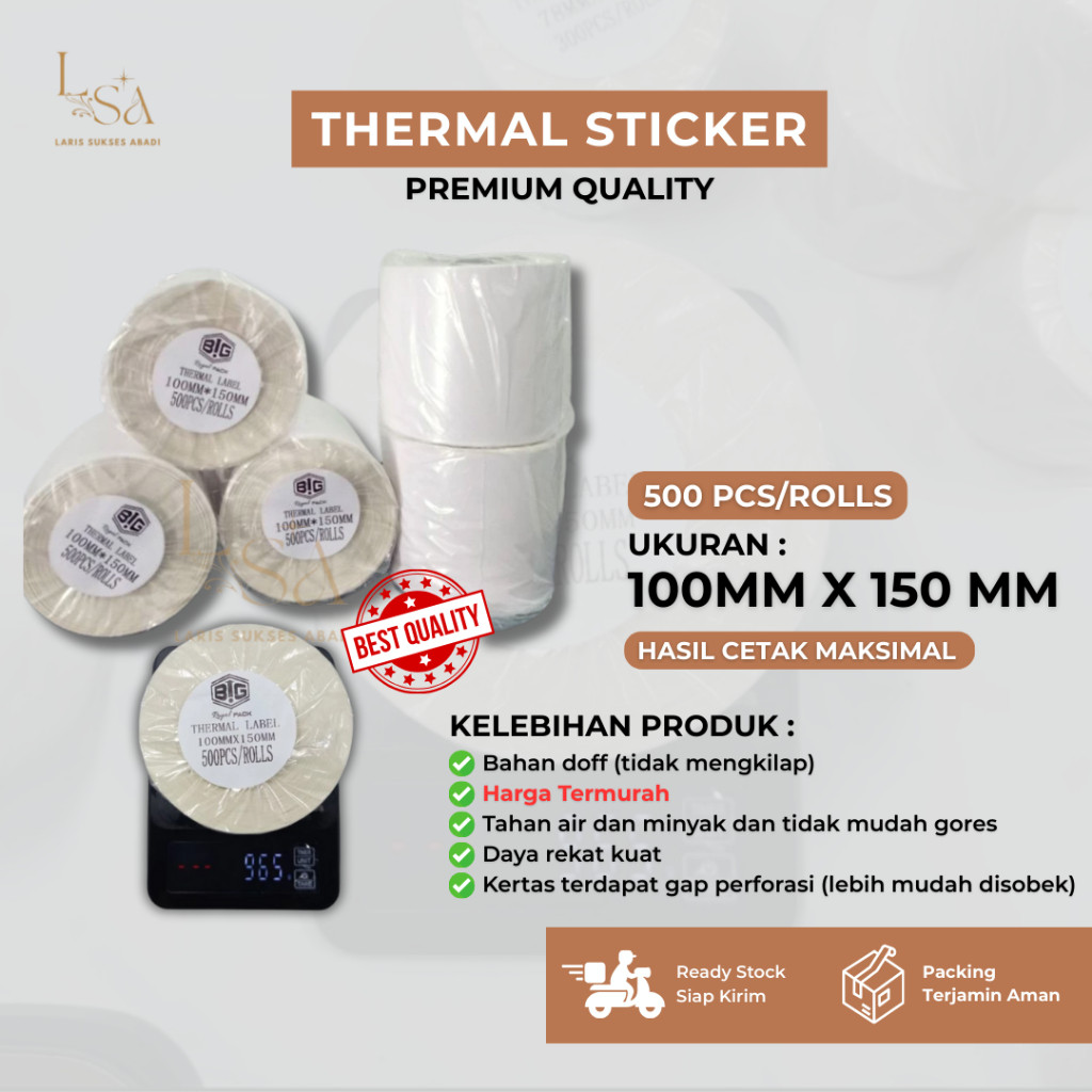 

Thermal Sticker 100*150*500 Pcs Big Royal Pack / Sticker Thermal