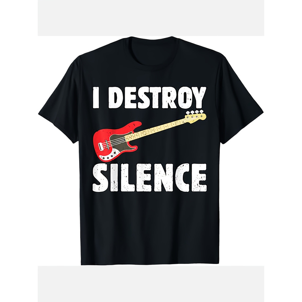 Saya Menghancurkan Gitar Bass Diam Gitaris Humor Pecinta Musik Kaos Anak Sekolah Laki-laki Remaja, d