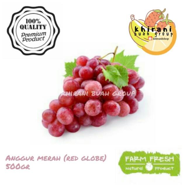 ANGGUR MERAH RED GLOBE/BUAH SEGAR/MANIS RENYAH