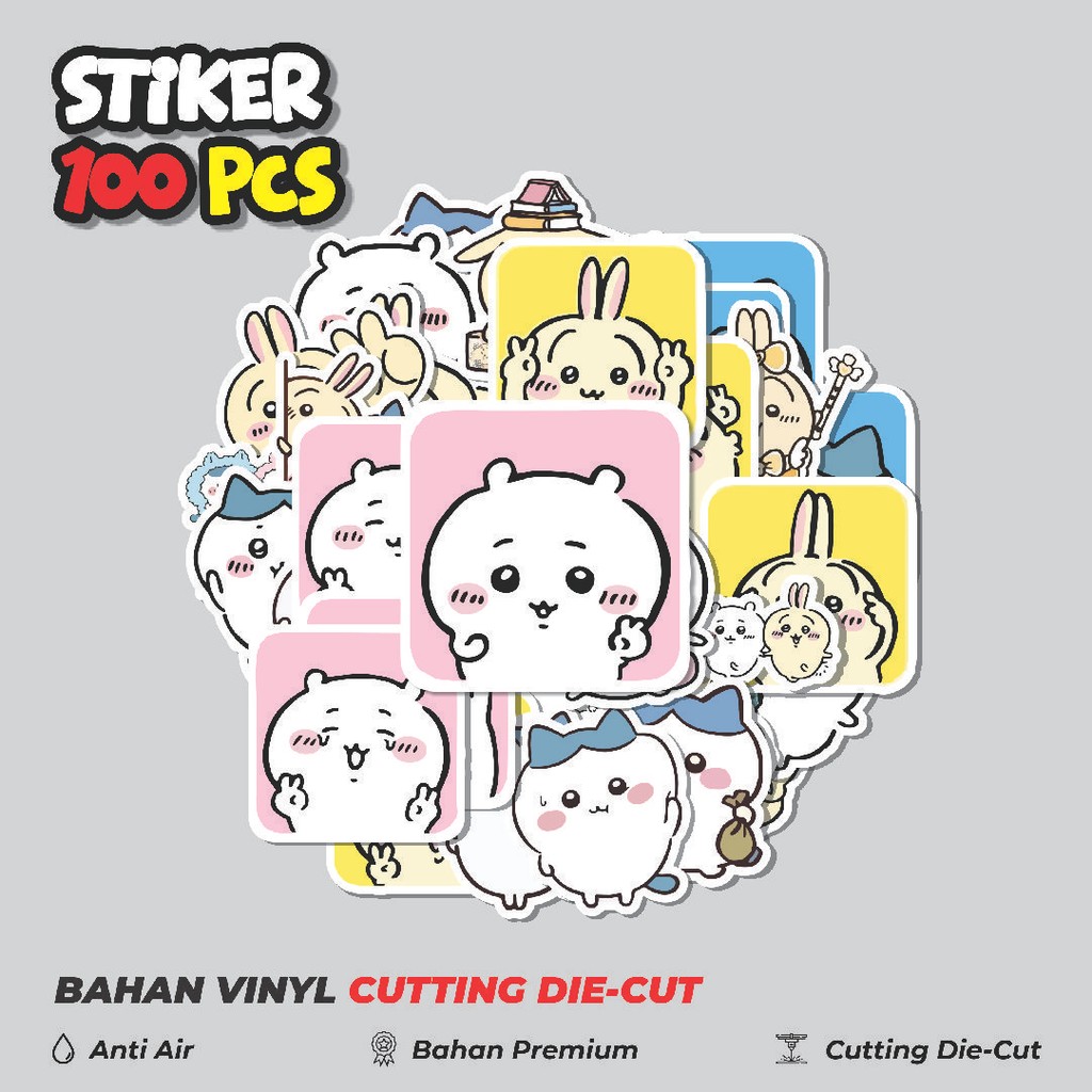 

Terbaru! 50 pcs Stiker Animal Cute Chiikawa Dekorasi Lucu Kreatif untuk Notebook, Skateboard, HP