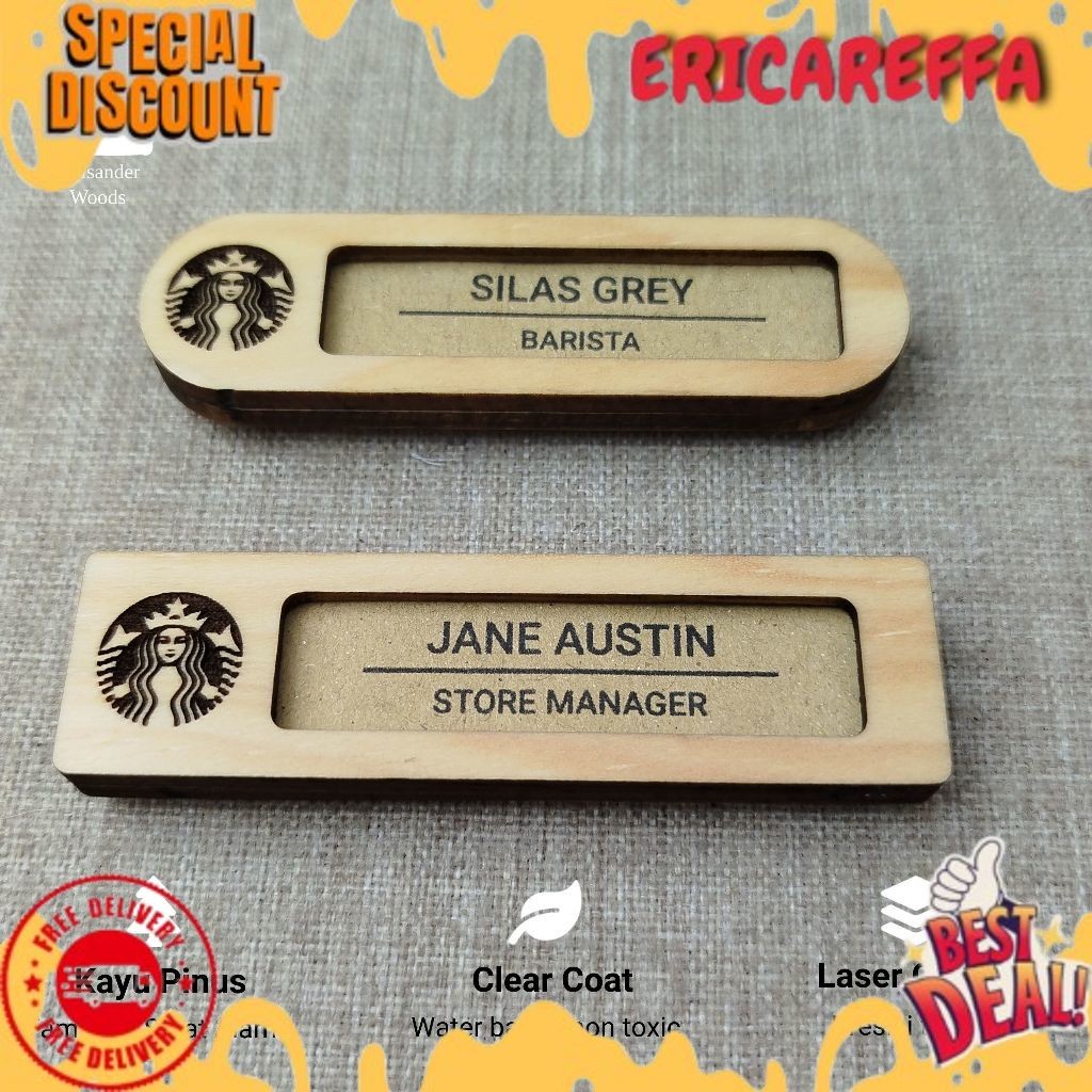 

Reusable Name Tag Magnet Custom Kayu | Tag Nama Magnet Custom | Papan Nama Dada Magnet SPECIAL EDITION !!! CHRISANDER