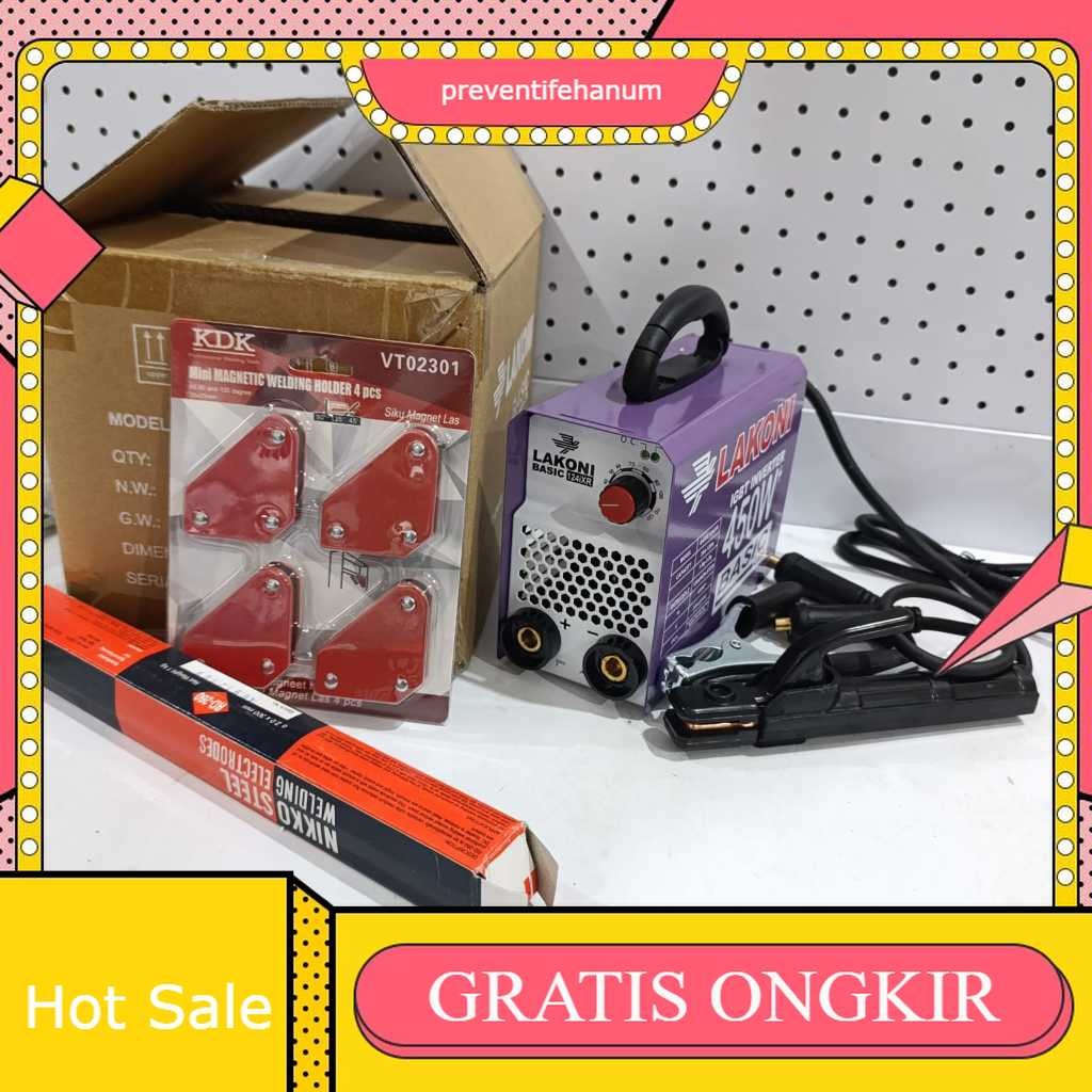 PAKET Mesin Las Lakoni Mesin Las Inverter Lakoni 450watt Basic 124ix + Kawat Las + Welding Holder se