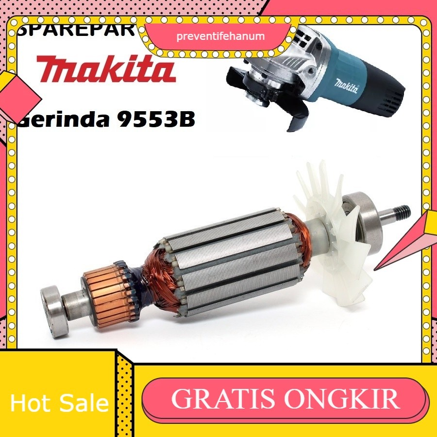 Sparepart Armature Mesin Gerinda Tangan MAKITA 9553B / 9553 B / Angker Dinamo Gurinda MAKITA 9553 B 