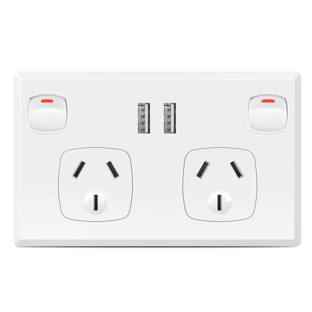 Au Plug adapter Mobile phone charging power supply 10A socket Australian standard wall dual socket w