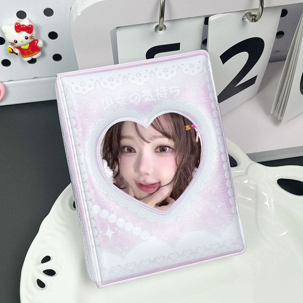 

Pink Loving Girl Photo Card Album, Kpop Portable Mini Photo Album, Polka Dot Star Idol Album Photo Card Collection, Pu Material, 3-3.5inch Star Chasing Idol Photo Card, Campus Card Placement