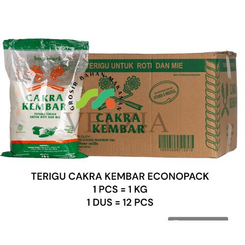 

TERIGU CAKRA KEMBAR ECONOPACK 1KG PER DUS ISI 12PCS