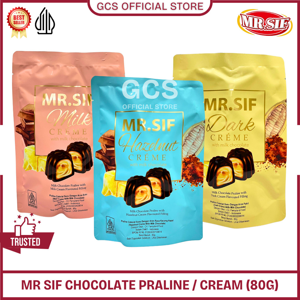 MR.SIF Praline Chocolate Hazelnut Milk Dark Chocolate Creme Coklat Praline 80g