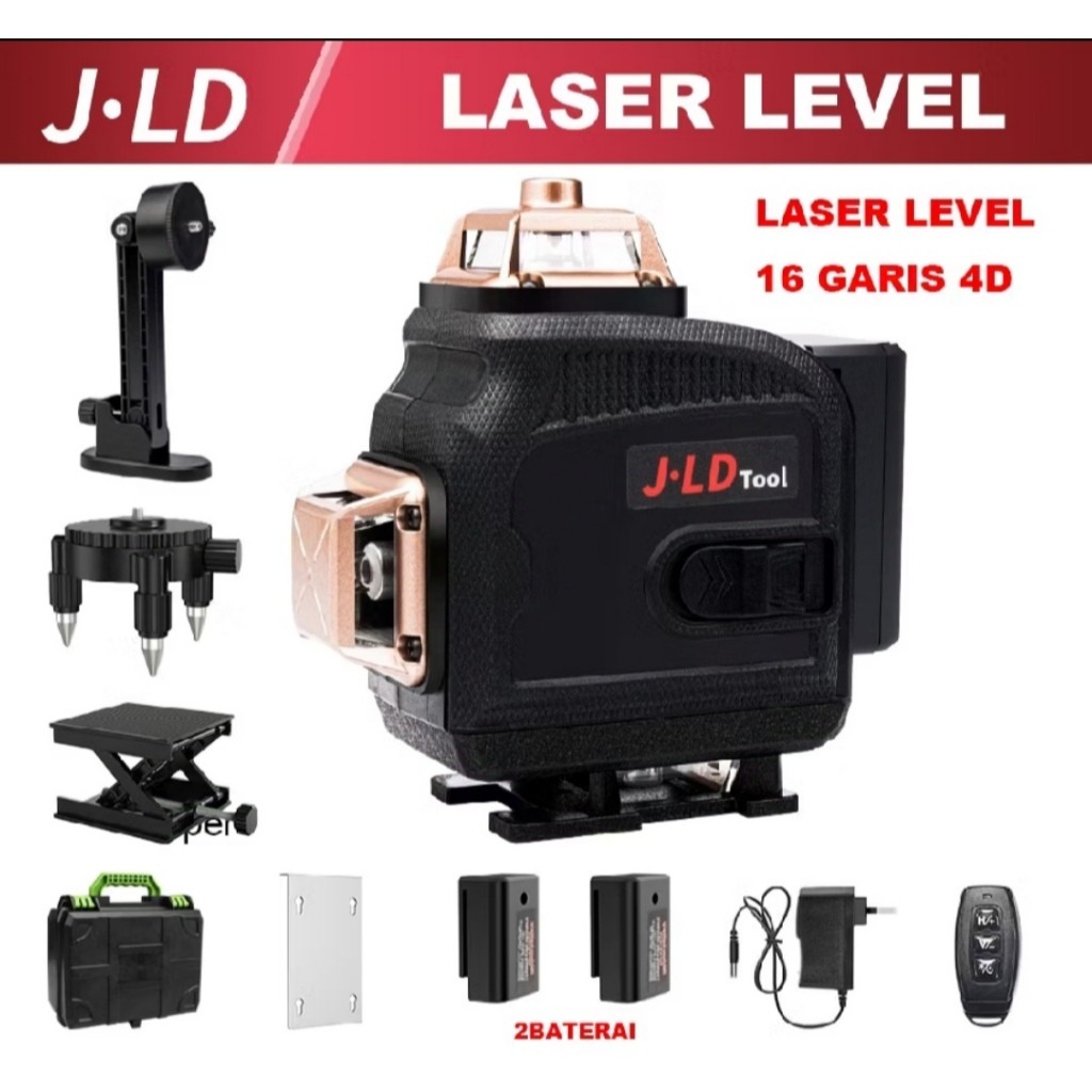 JLD Waterpas digital Laser Level 16 Garis 4D Tingkat self leveling 360 - alat ukur siku garisan