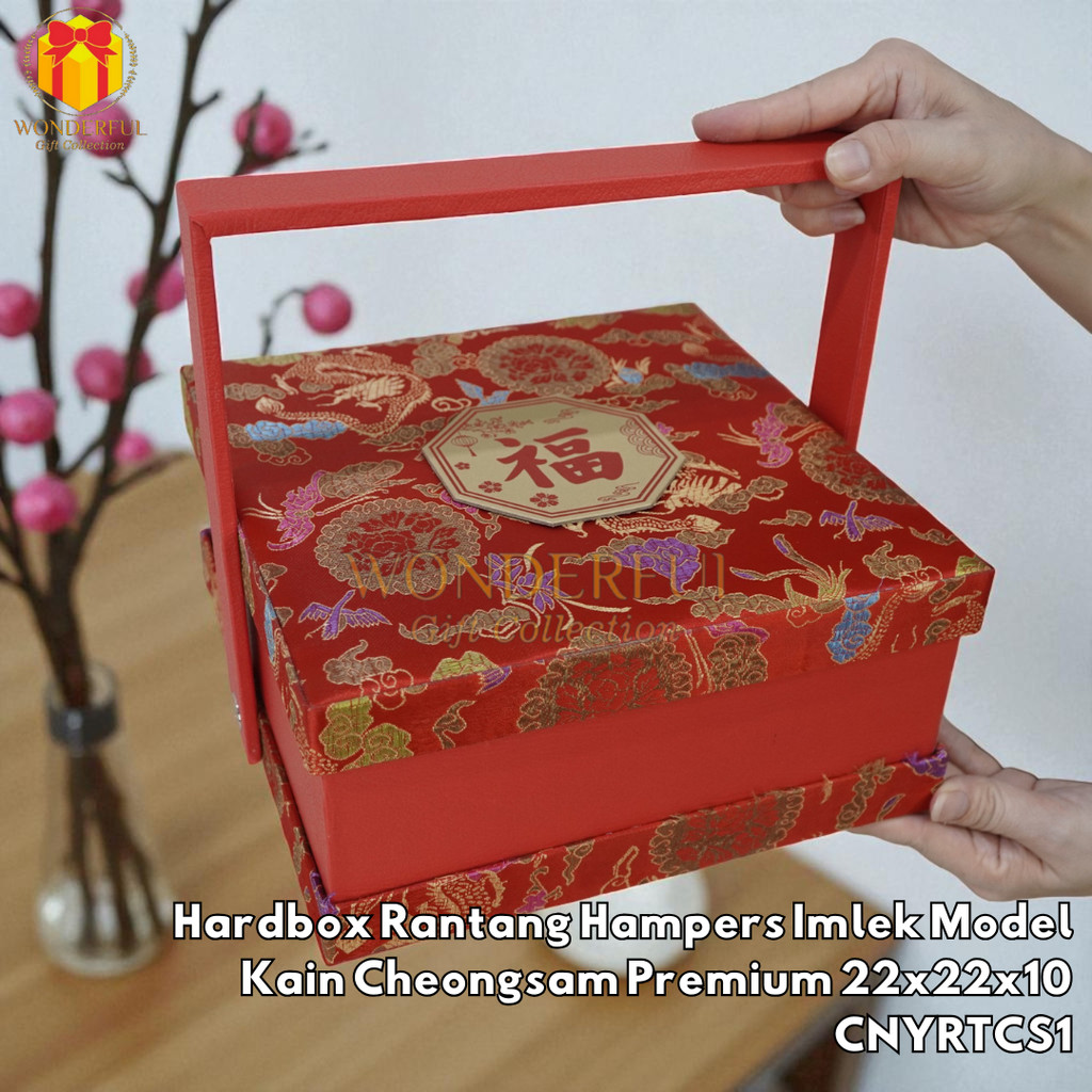

Hardbox Rantang Hampers Imlek Model Kain Cheongsam Premium 22x22x10 CNYRTCS1