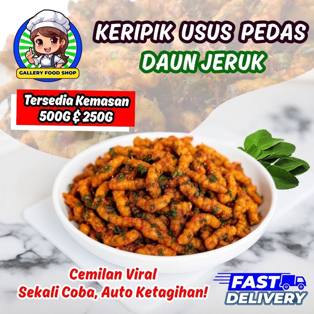 

KERIPIK USUS PEDAS DAUN JERUK / USUS 1KG SOS PEDAS DAUN JERUK ORIGINAL MANTAP TERMURAH