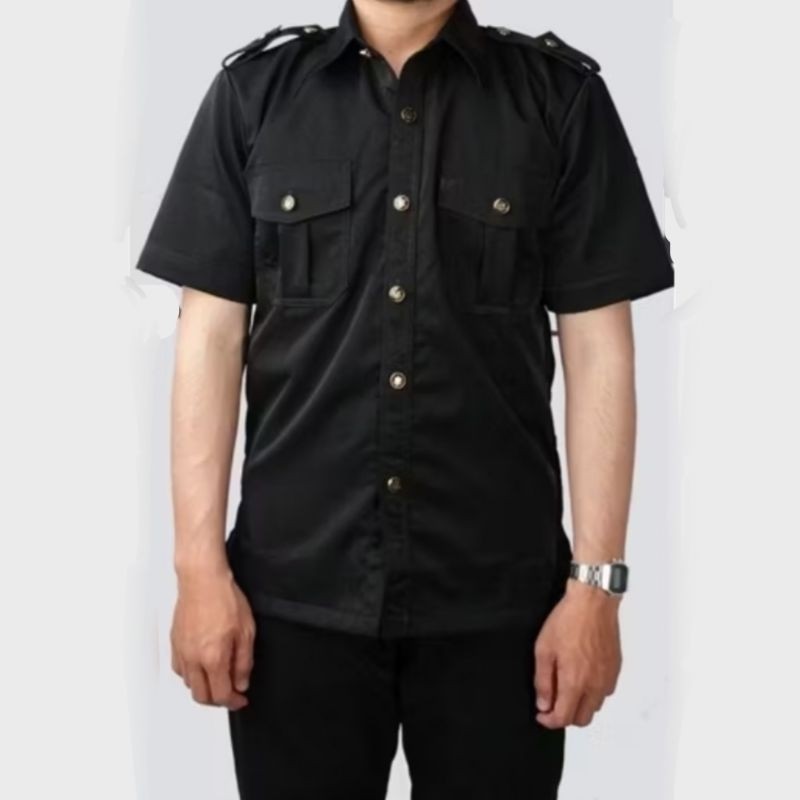 SERAGAM SAFARI PENDEK HITAM,SAFARI HITAM SATPAM SECURITY