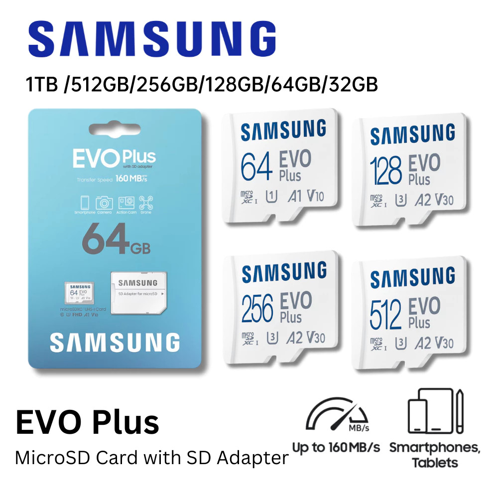 Samsung MicroSD Evo Plus 32GB/64GB/128GB/256GB/512GB/1TB Memory Card HP Micro SD Kartu Memori card  