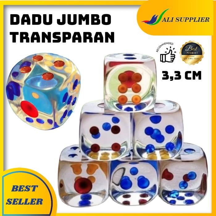 Dadu Jumbo Dadu Jumbo Transparan / Dadu Mainan / Transparent Dice / Toy Dice / Mainan Dadu / Rare it
