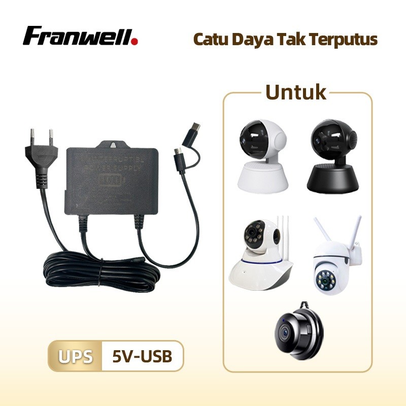 Franwell UPS 5V 12V untuk CCTV Modem Tetap Nyala 6 Jam Saat Mati Lampu Baterai Cadangan Anti Maling