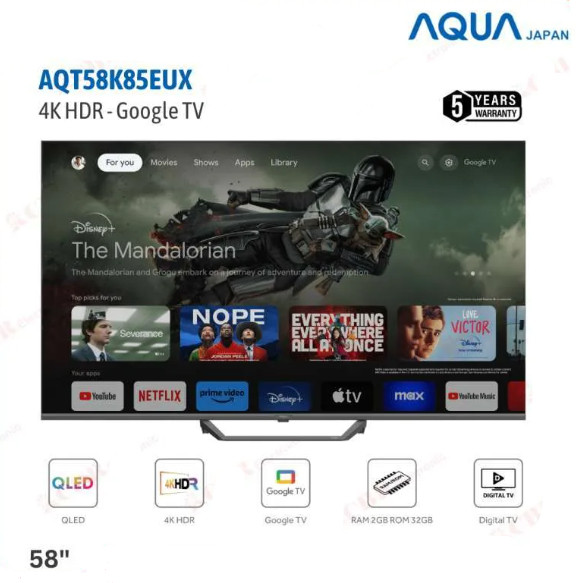 LED TV AQUA AQT58K85EUX GOOGLE TV 58 INCH UHD 4K HDR