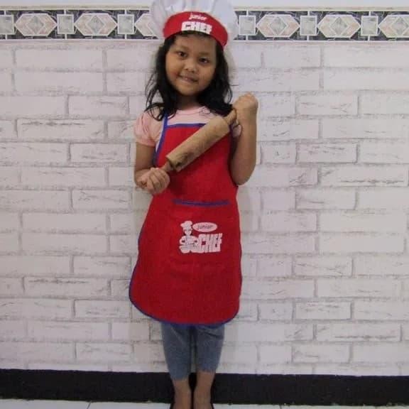 celemek/topi koki/baju koki/kostum koki/baju chef/celemek anak/chef - Biru Promo 
