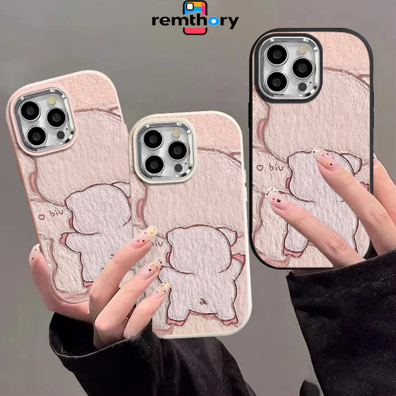 Casing IPhone Babi merah muda Soft Case Lucu Chubby Fashion Cocok untuk Case iPhone 13 11 15 12 14 1
