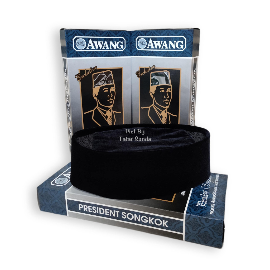 Peci Hitam Awang Motif Ac Kopiah Songkok Nasional Tinggi 7 8 9 10 Cm