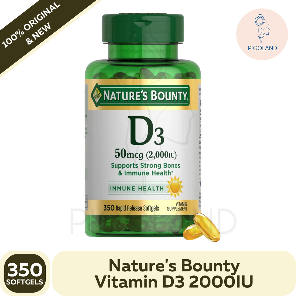 Nature's Bounty Natures Vitamin D3 2000IU Bone Tulang Imunitas Immune 350 Softgels