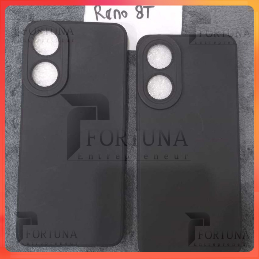 Softcase Black Matte Oppo Reno 7 4G , Reno 8 4G , Reno 8T 4G Case Pro Camera Silikon Hitam Polos