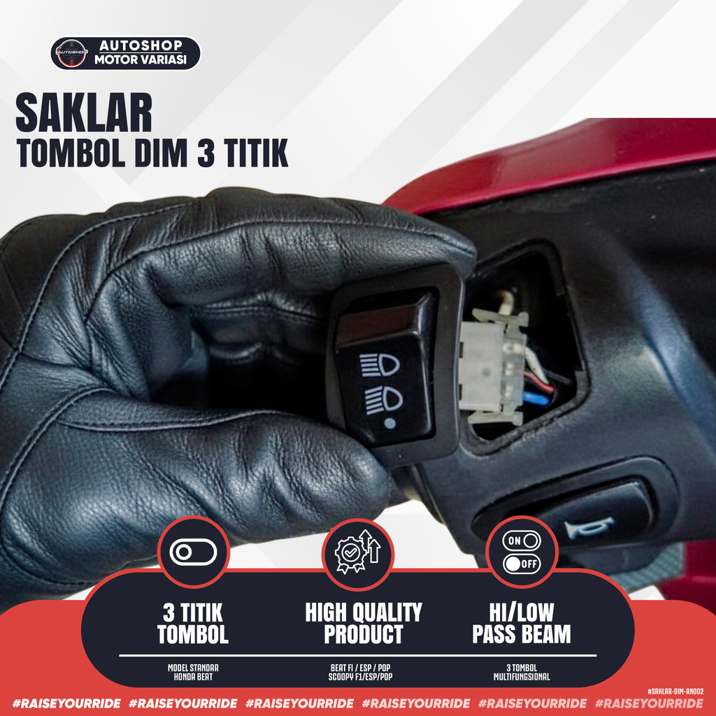 Saklar Tombol Dim 3 Tombol LOW HIGH OFF Motor Honda Beat