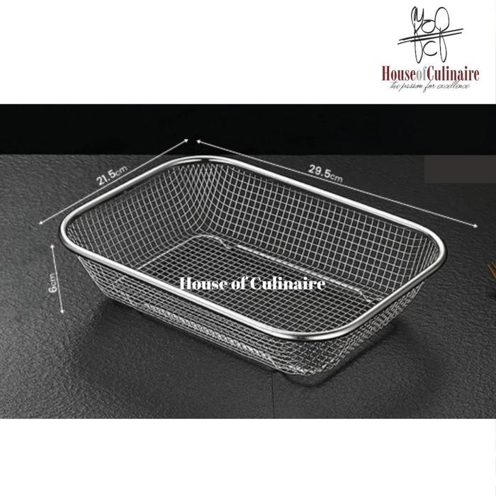 [TERLARIS] Saringan Kotak Keranjang Buah Peniris Minyak Baskom Cuci Sayur Stainless - Kecil[TERLARIS