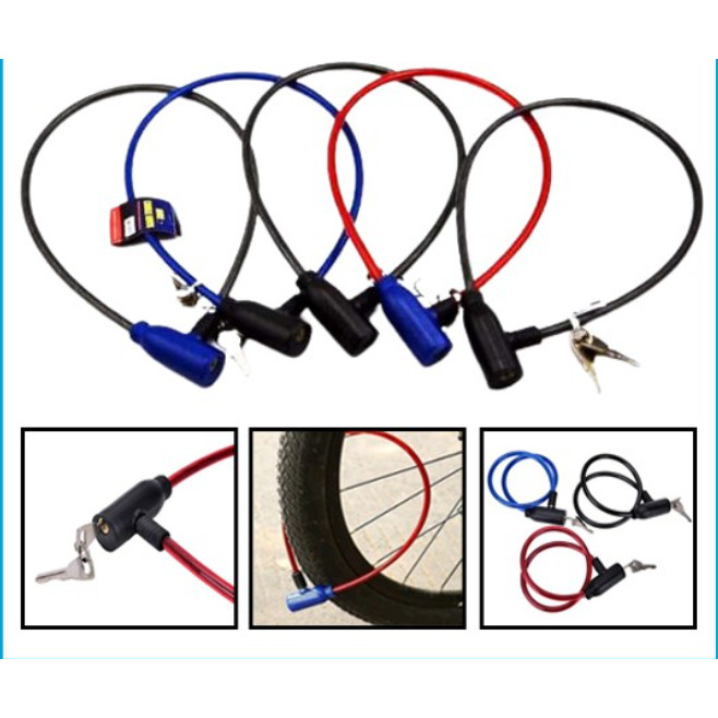 Gembok Sepeda Cable Lock Kunci Kabel Pengaman Motor Helm Pentol Baja Karet Kawat Ban Anti Maling/ Ge