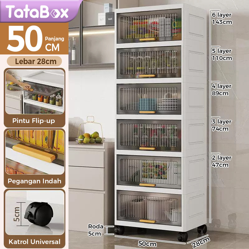 GERUSANBUPLAS TataBox Lemari Dapur Plastik Lemari Dapur Serbaguna Lemari Piring Tertutup Rak Dapur S