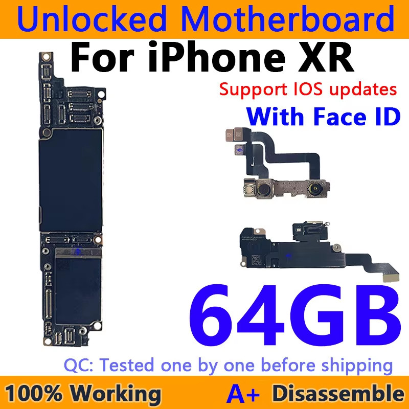 Free shipping For iPhone xr Unlocked Mainboard For iPhone XR Motherboard Main Board With/NO Face ID 