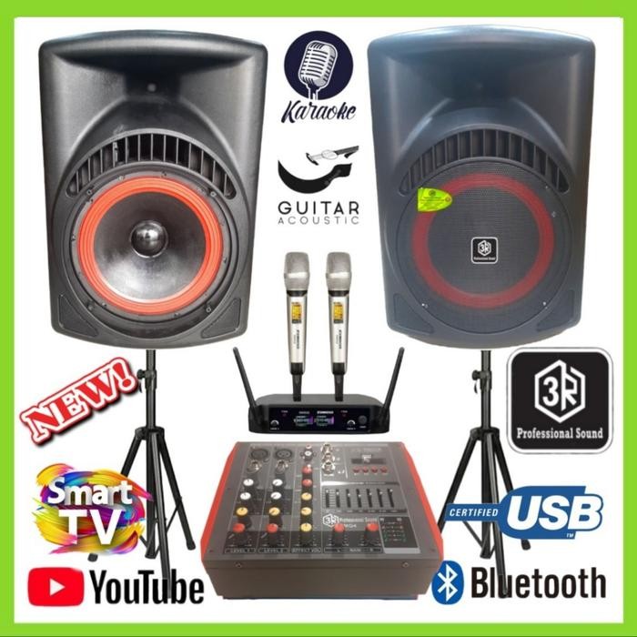 Paket Sound Power Mixer 4 Channel 3R 15 Inch, Aerobik, Senam, Upacara.