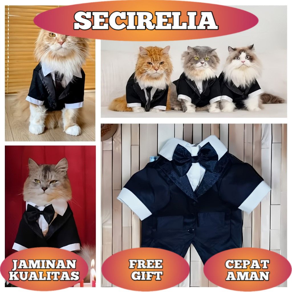 Baju Jas Hitam Premium Kucing/ Anjing / Pakaian AnaBul Kucing/  Anjing  Hewan Peliharaan Jantan Beti