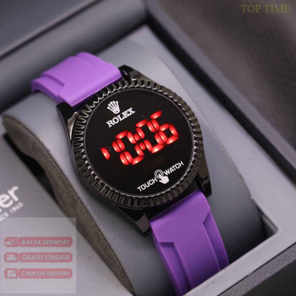 Jam Tangan Wanita Rolex Touch Screen Tali Rubber Body Gerigi Tanggal Aktif ||JAM TANGAN TERBARU BISA