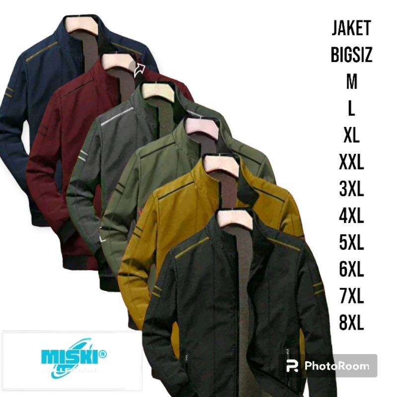 RIRUSHOP jaket  pria dewasa big saiz jumbo bahan parasut taslan  #2xl #3xl #4xl #5xl #6xl# 7XL#8xl