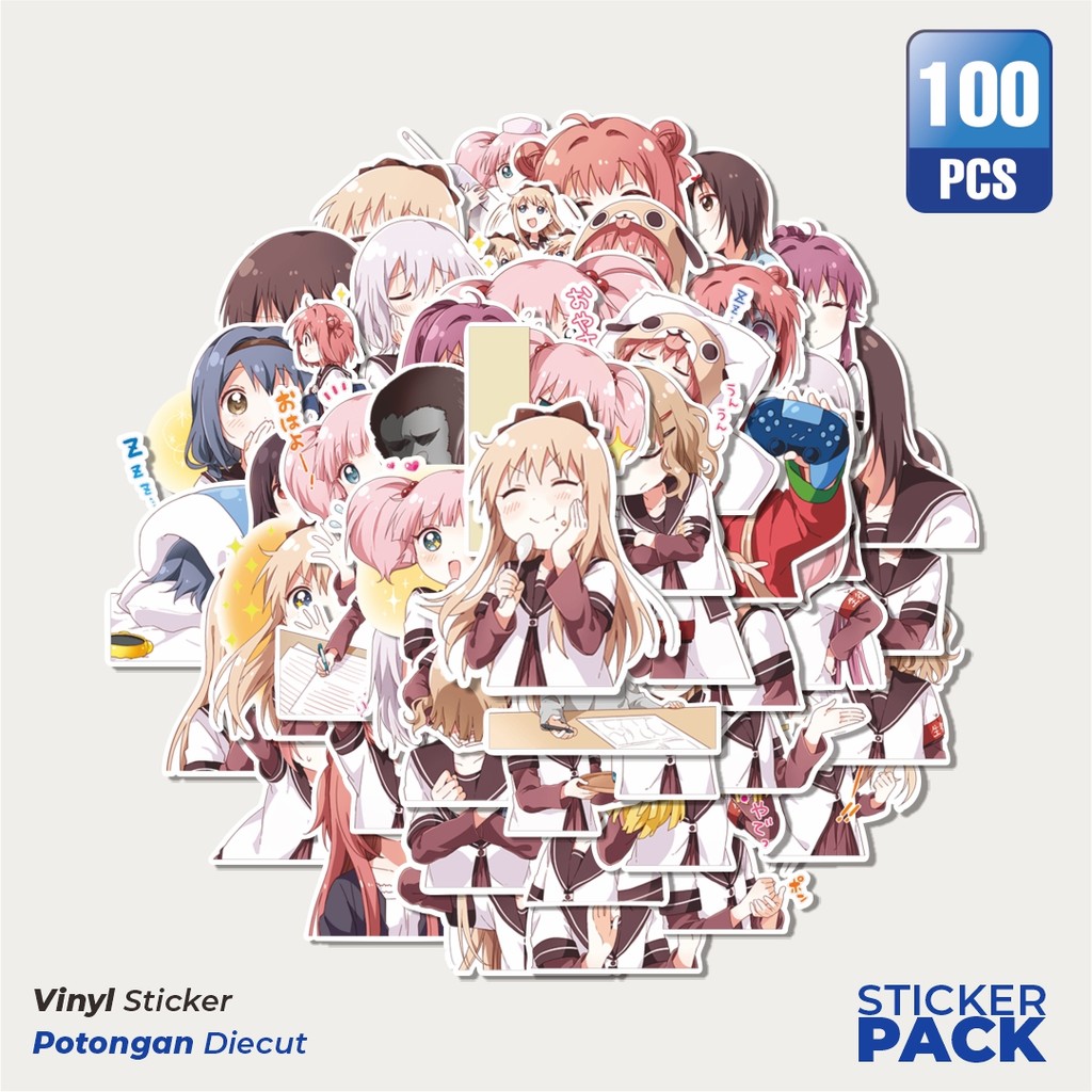 MURAH 100 PCS stiker Yuru Yuri Chan Waterproof Aesthetic- Untuk Laptop, Motor, dan Helm - Paper Stat