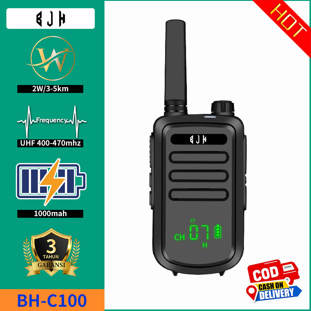 HT BJH Walkie talkie HT Two-Way Radio Layar LED BH-C100