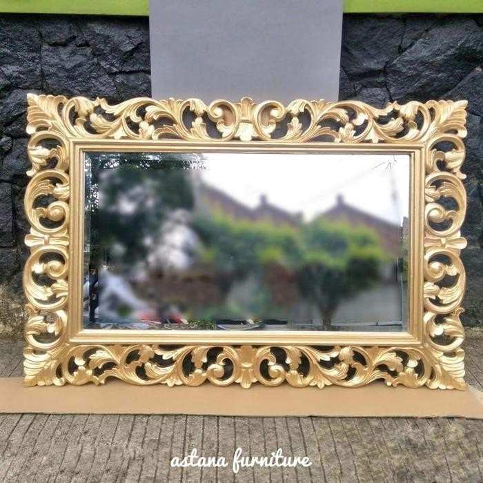 bingkai cermin dinding/kaca cermin rias/pigura cermin kayu jati ukir