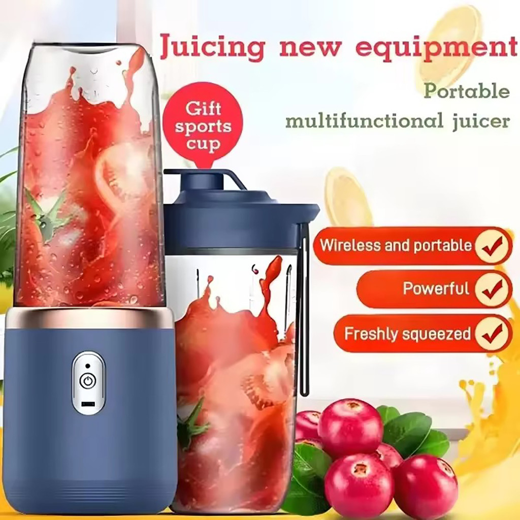 1pc Rechargeable electric juicer with button control-portable fruit and vegetable juice extractor fo