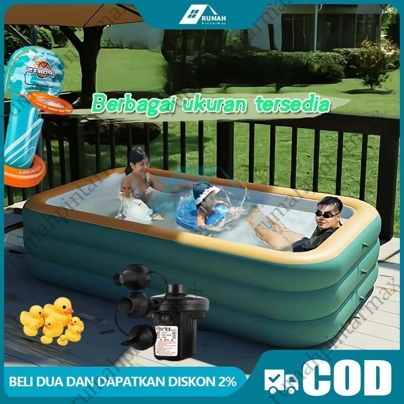 kolam renang anak jumbo 3 meter/3 Rings Thick rubber inflatable swimming pool/Kolam renang karet yan