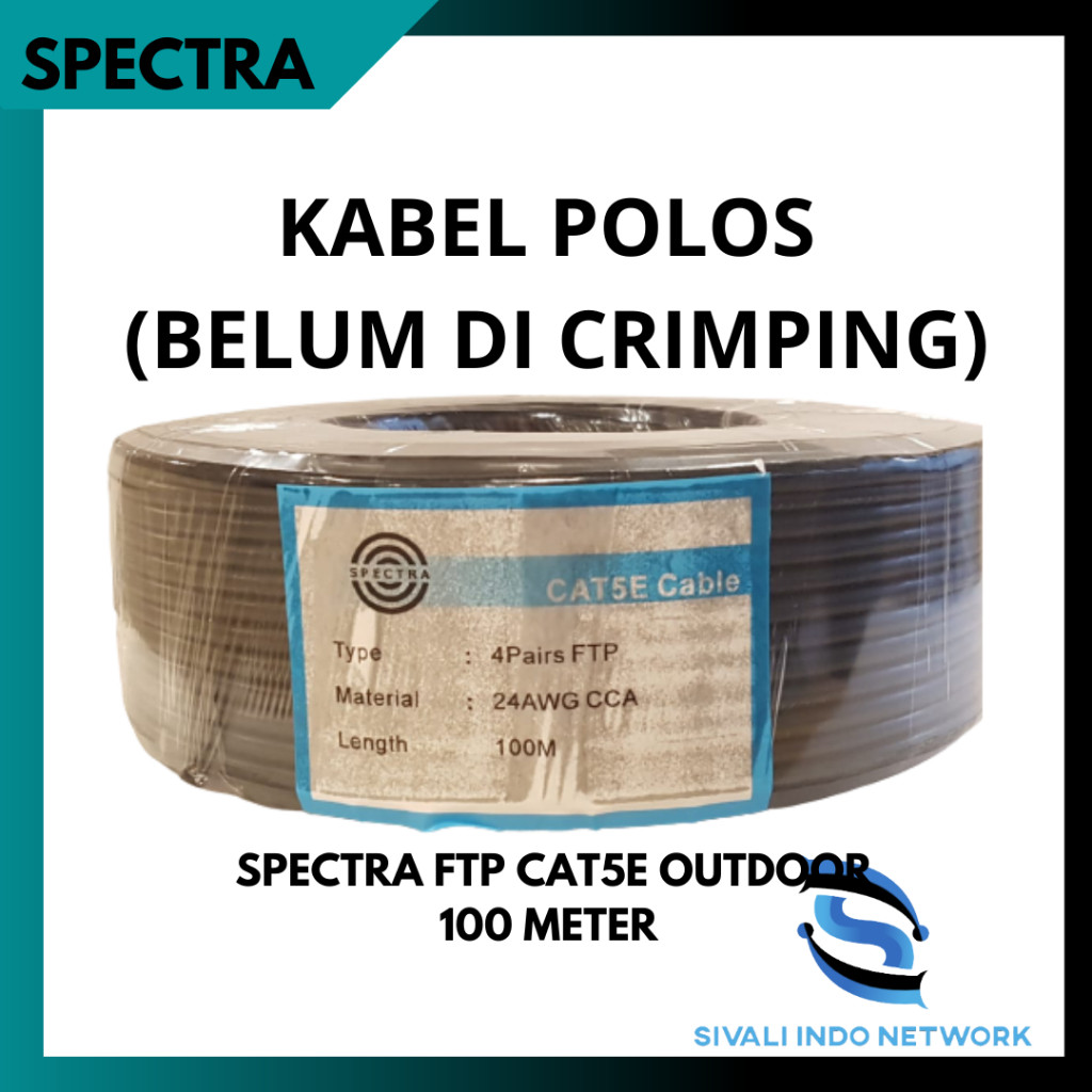 100 METER KABEL LAN POLOS FTP CAT5E SPECTRA / ZIMMLINK/INTERELUC OUTDOOR  CCA HITAM WIFI/INTERNET - 